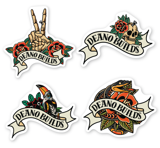 4 x Vintage Tattoo Sticker Pack